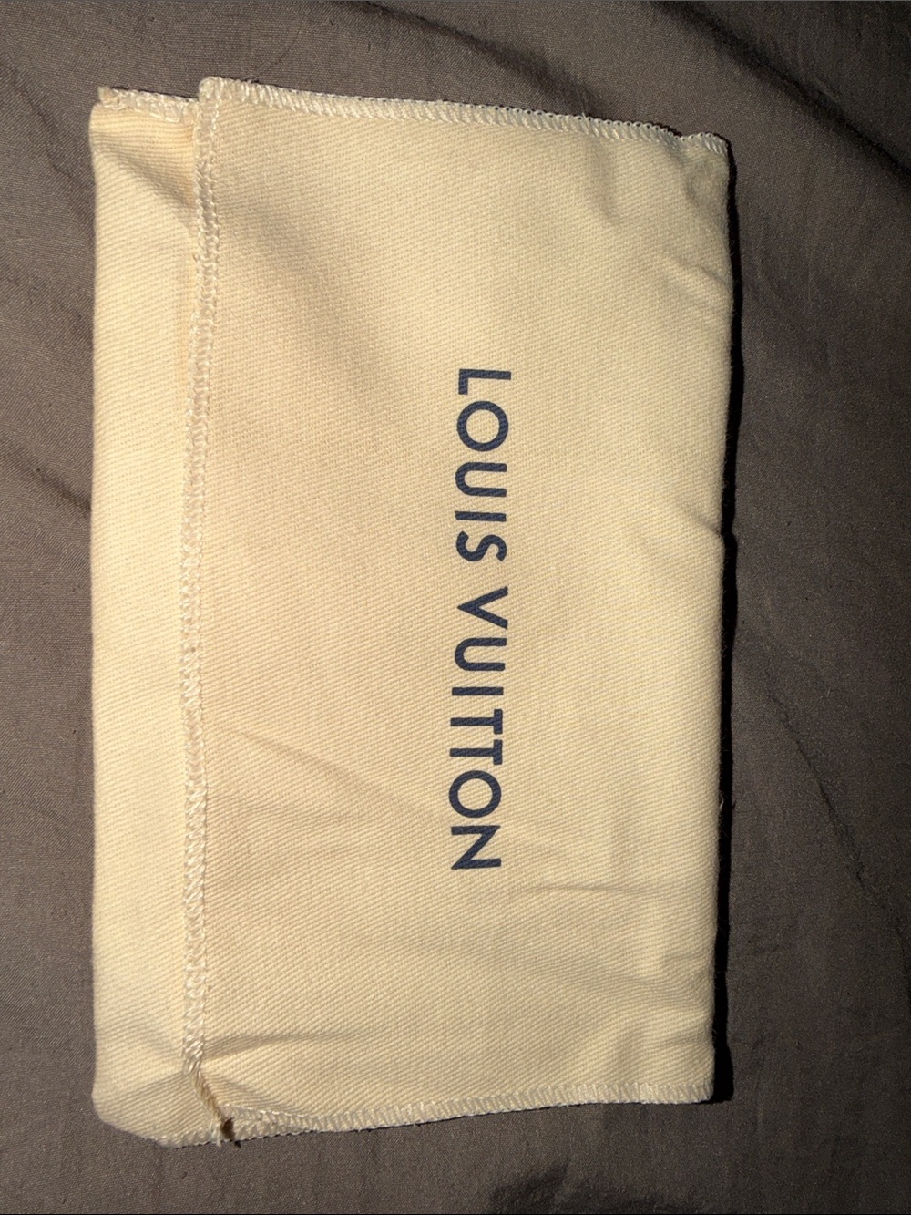 Louis Vuitton Cream Dust Pouch with Navy Logo